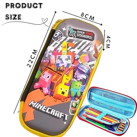 Minecraft Pencil Case - Large Capacity Anime Stationery Pouch | Durable Waterproof Geometry Box for Kids, Boys, Girls | School, Travel & Gift Organizer - Buy 1 get 2 free