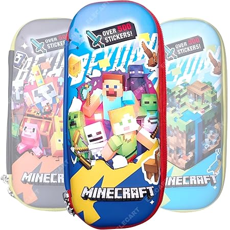Minecraft Pencil Case - Large Capacity Anime Stationery Pouch | Durable Waterproof Geometry Box for Kids, Boys, Girls | School, Travel & Gift Organizer - Buy 1 get 2 free